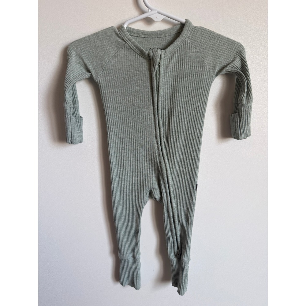 Little Sleepies Sage Green Ribbed Zippy Newborn